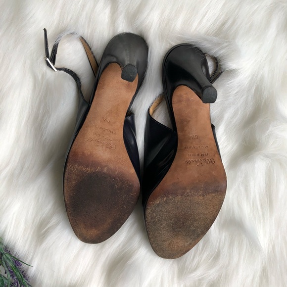 Faconnable Dark Navy Blue Slingback Sandal Pumps - Picture 5 of 6